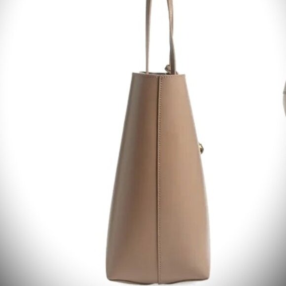 KURT GEIGER Chelsea Genuine Taupe Color Leather Shopper Bag with Pouch - Picture 6 of 10